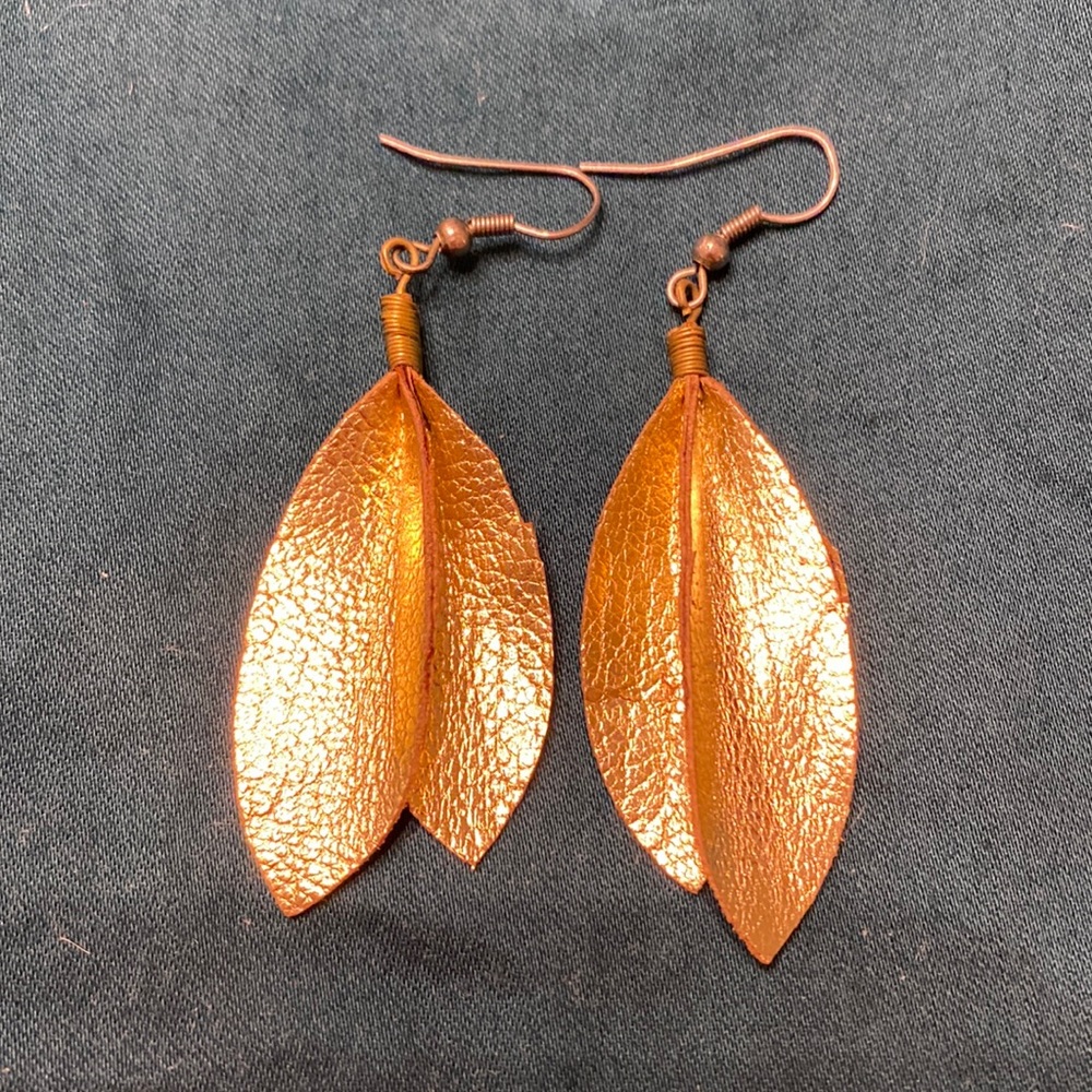 Noonday Collection Leather Leaf Earrings